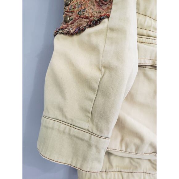 Free People Crafted Cloth Tapestry Parka Anorak Jacket Studded Utility Western - Picture 7 of 11
